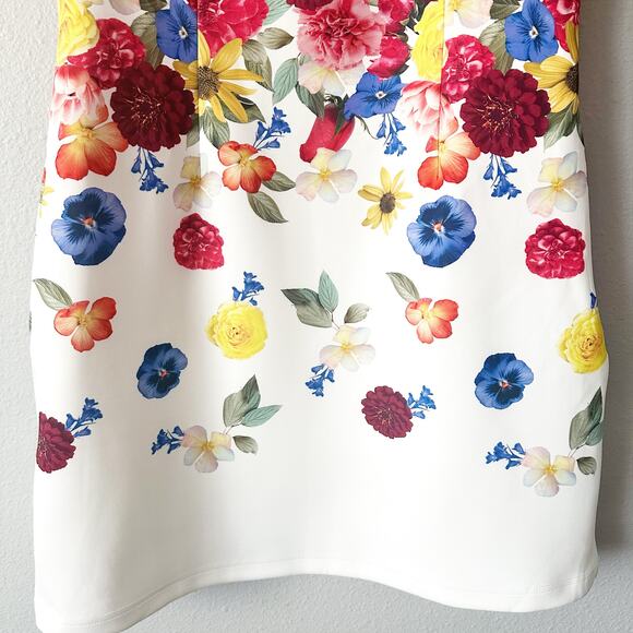 Boston Proper Garden Of Eve Print Square-Neck Scuba Sheath Dress Women’s Size 14 - Picture 4 of 16